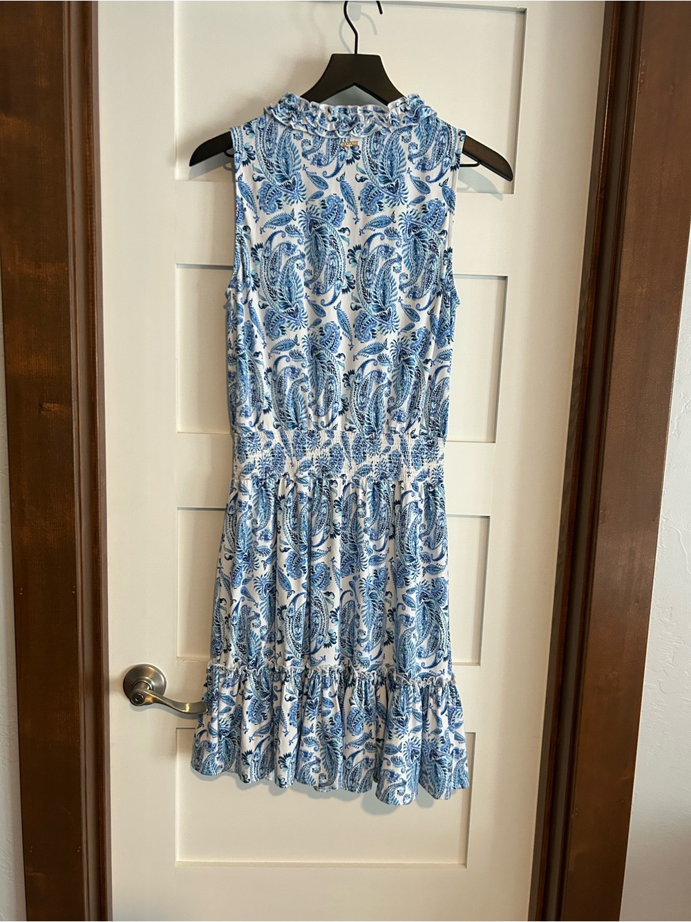 Cabana Life Blue and White Paisley Tiered Mini Dress - Picture 5 of 9